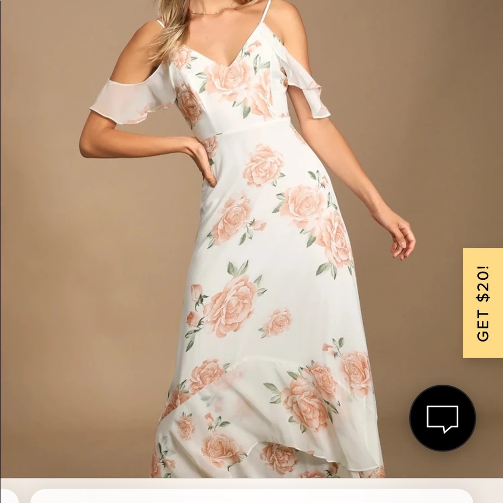 Lulus Take You There Ivory Floral Print Maxi Dress